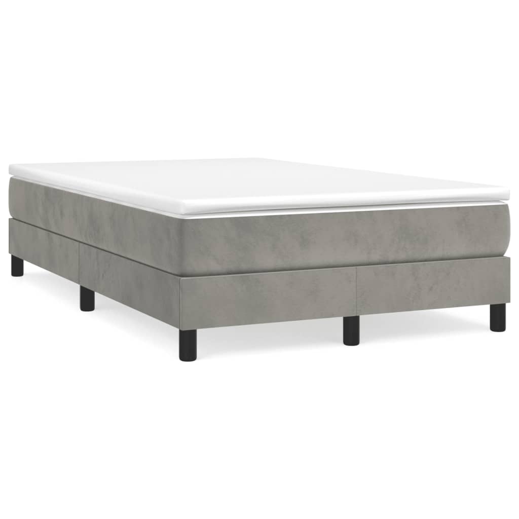Sommier à lattes de lit et matelas gris clair 120x190cm velours