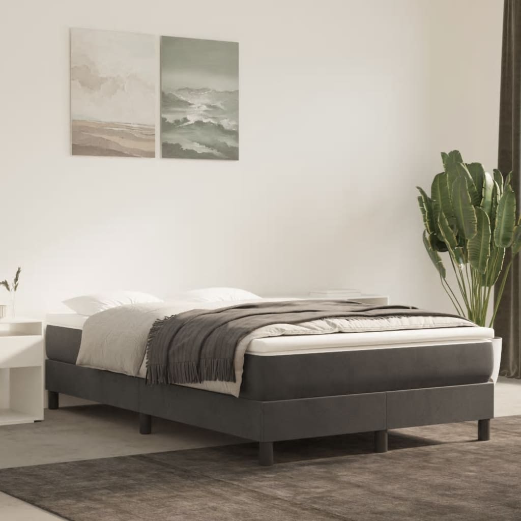Sommier à lattes de lit et matelas gris foncé 120x190cm velours - XIOS