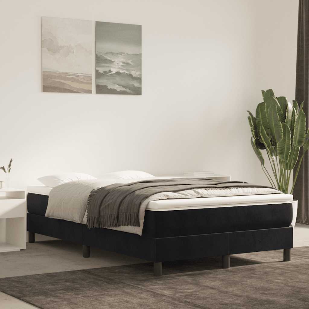 Sommier à lattes de lit avec matelas noir 120x190 cm velours - XIOS