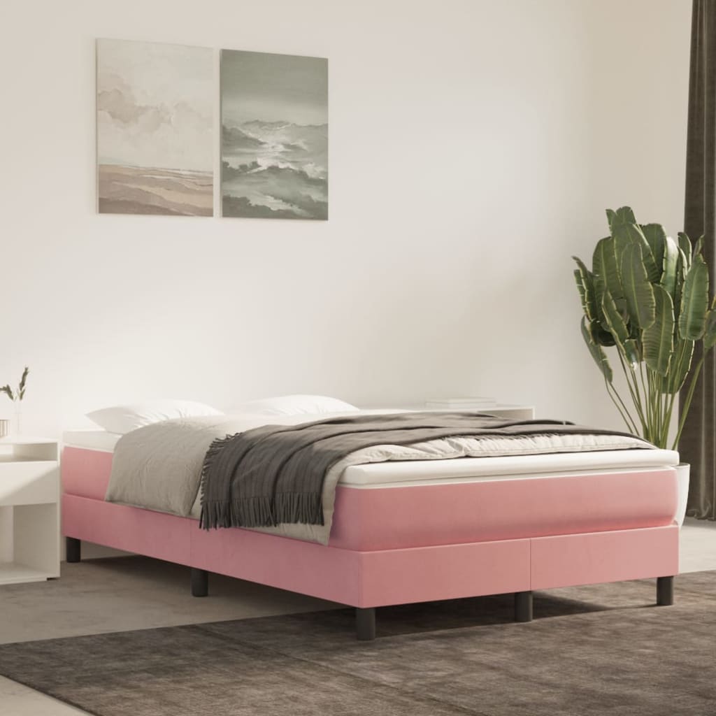 Sommier à lattes de lit avec matelas rose 120x190 cm velours - XIOS
