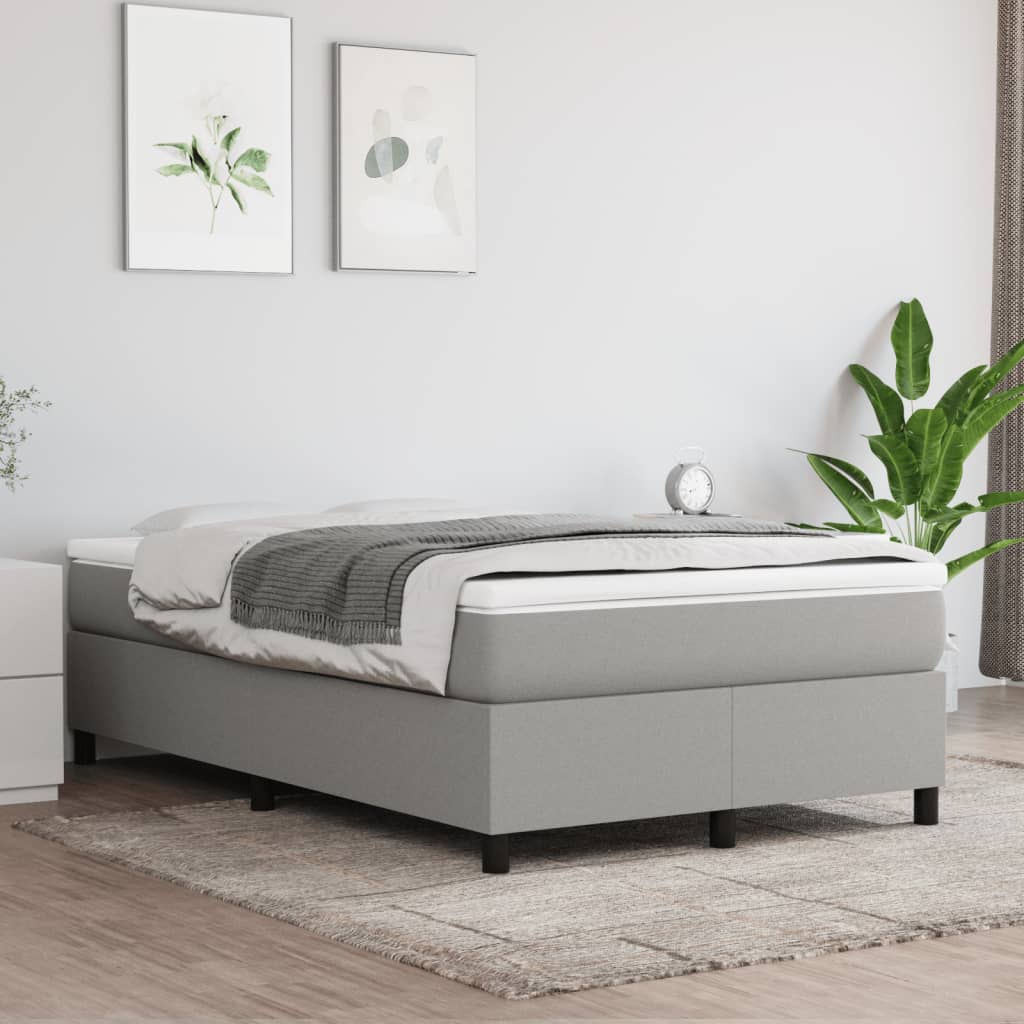 Sommier à lattes de lit et matelas gris clair 120x190 cm tissu - XIOS
