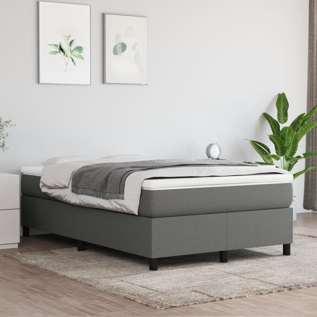 Sommier à lattes de lit avec matelas gris foncé 120x190cm tissu - XIOS