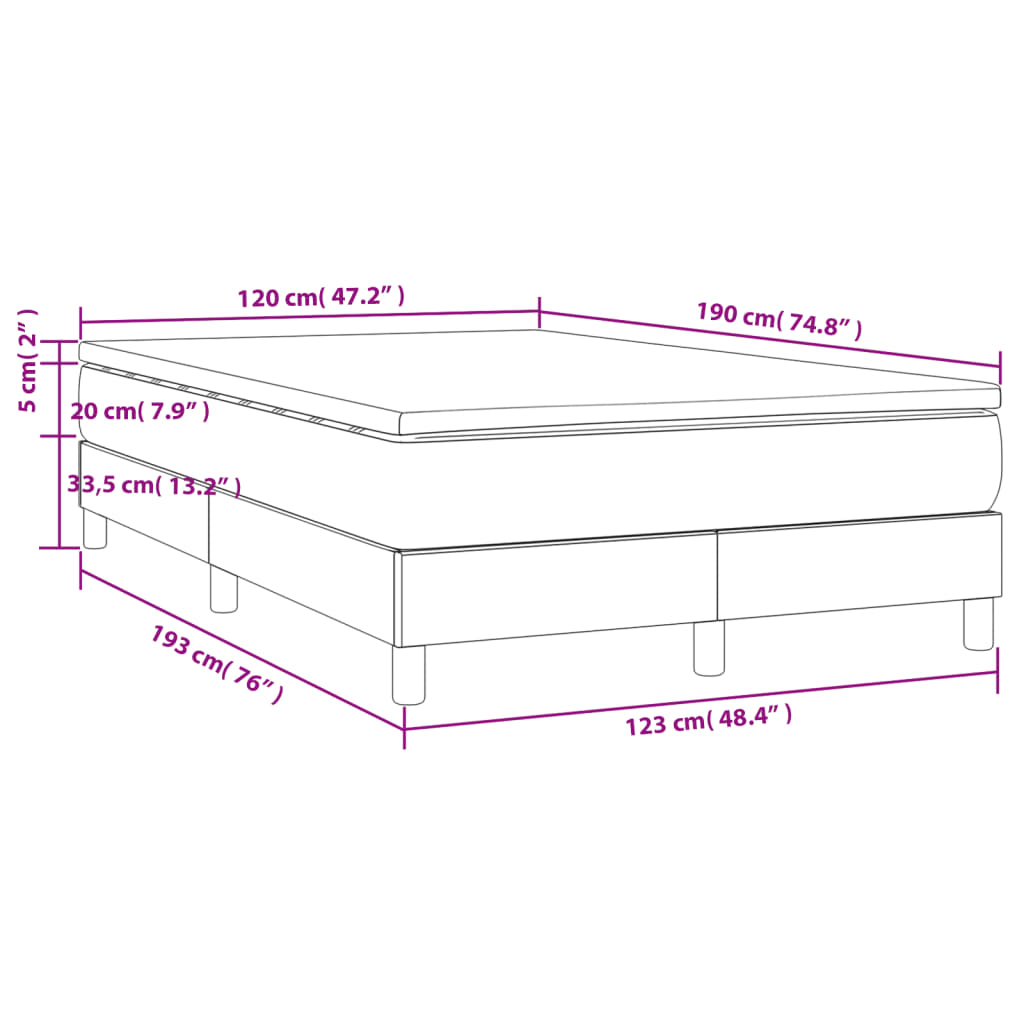 Sommier à lattes de lit avec matelas taupe 120x190 cm tissu - XIOS