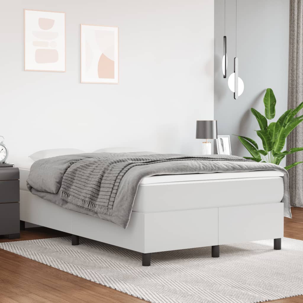Sommier à lattes de lit avec matelas blanc 120x190cm similicuir - XIOS