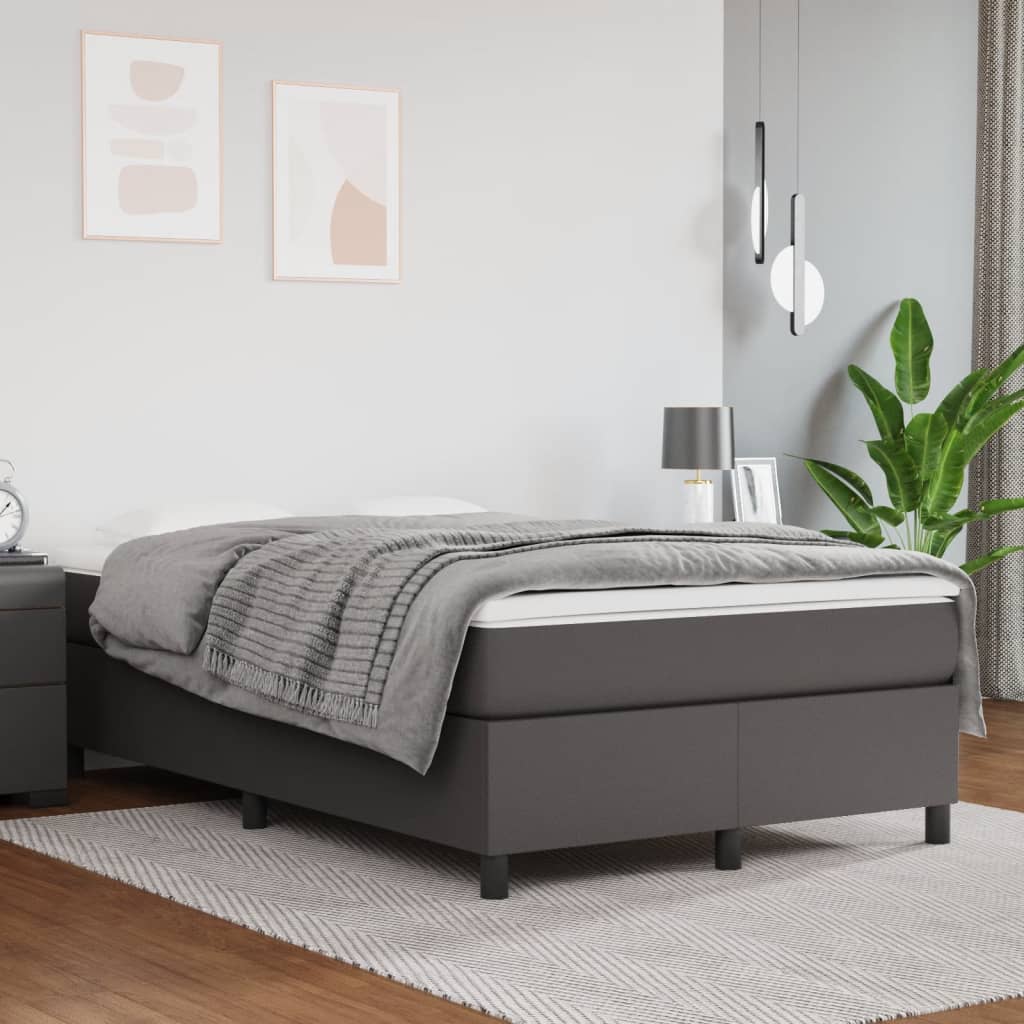 Sommier à lattes de lit avec matelas gris 120x190 cm similicuir - XIOS