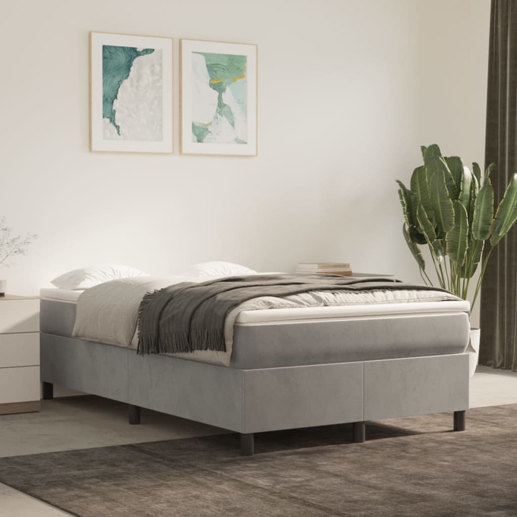 Sommier à lattes de lit et matelas gris clair 120x190cm velours - XIOS