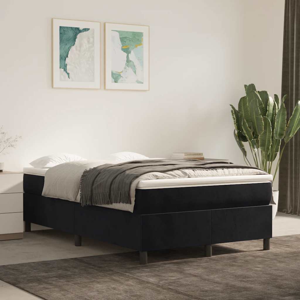 Sommier à lattes de lit avec matelas noir 120x190 cm velours - XIOS