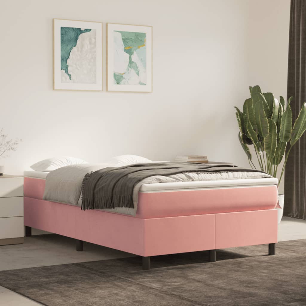 Sommier à lattes de lit avec matelas rose 120x190 cm velours - XIOS