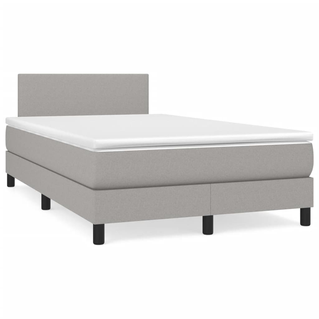 Sommier à lattes de lit et matelas gris clair 120x190 cm tissu - XIOS