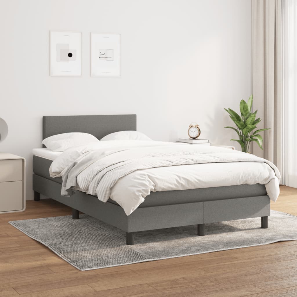 Sommier à lattes de lit avec matelas gris foncé 120x190cm tissu - XIOS