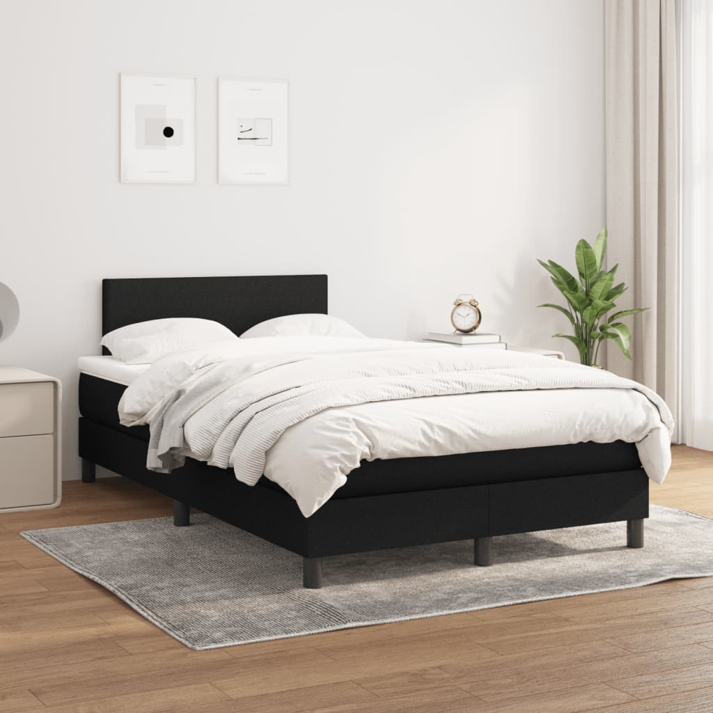Sommier à lattes de lit avec matelas noir 120x190 cm tissu - XIOS