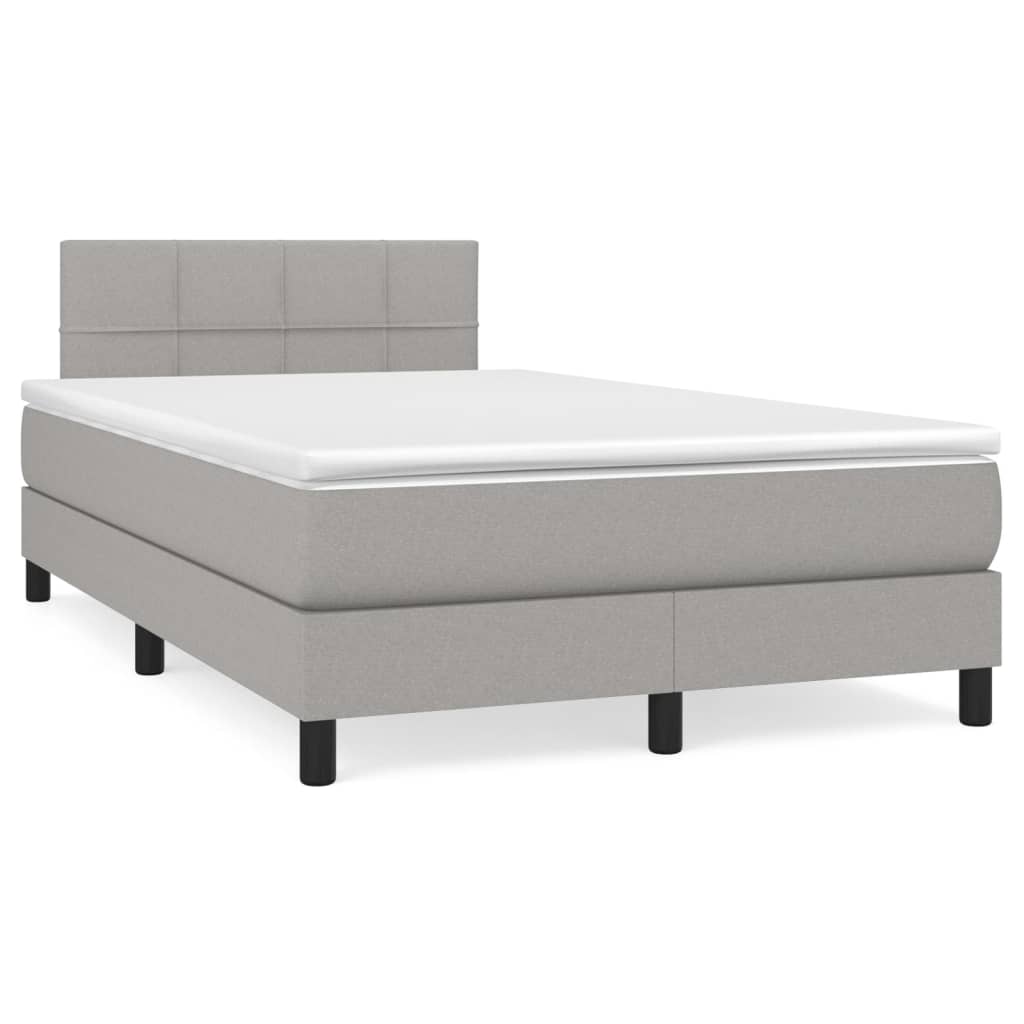 Sommier à lattes de lit et matelas gris clair 120x190 cm tissu - XIOS