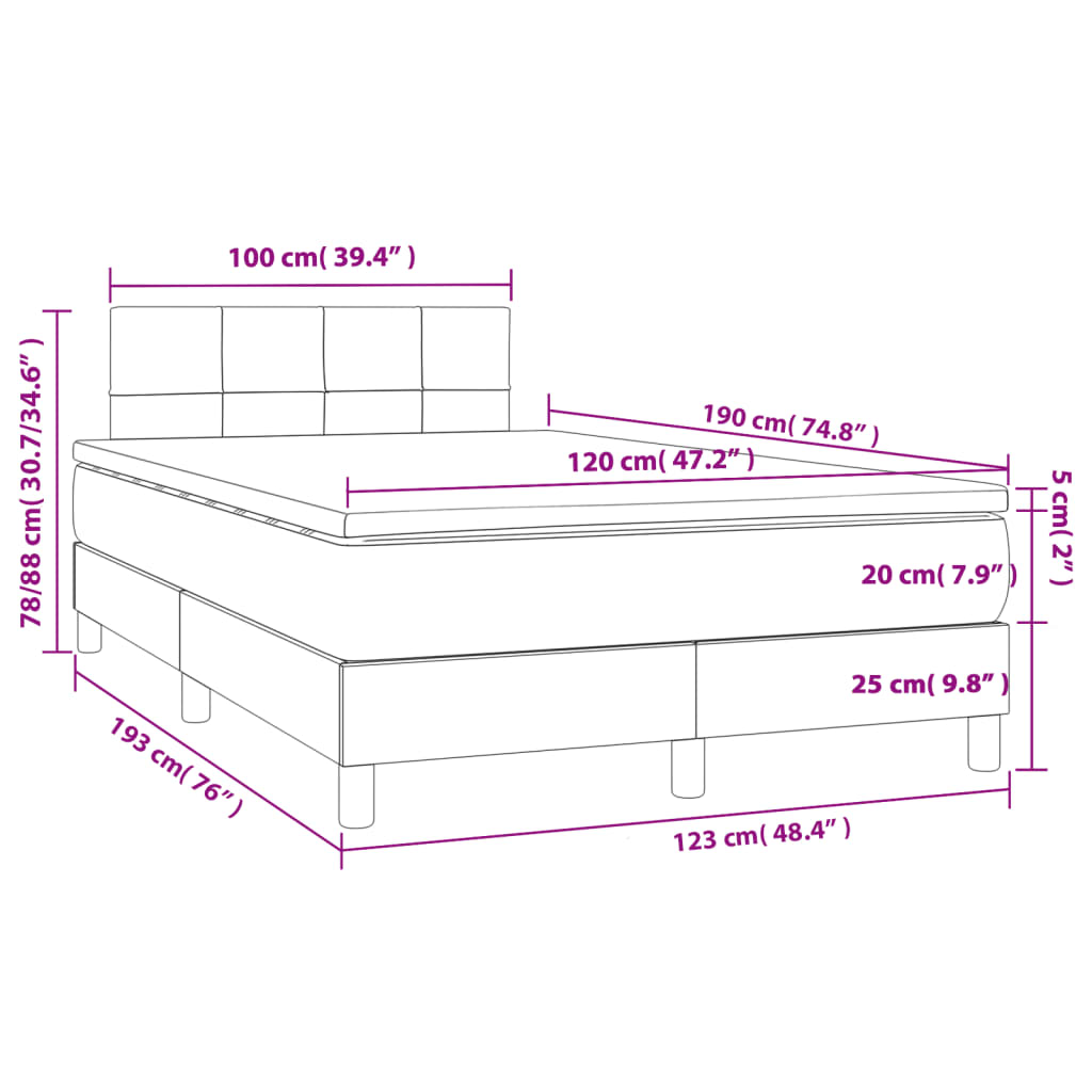 Sommier à lattes de lit avec matelas gris foncé 120x190cm tissu - XIOS