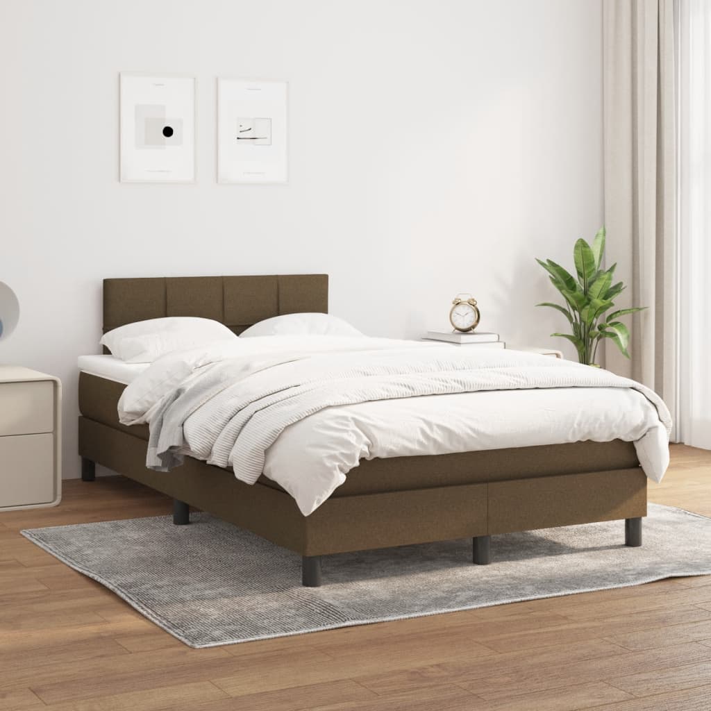 Sommier à lattes de lit et matelas marron foncé 120x190cm tissu - XIOS
