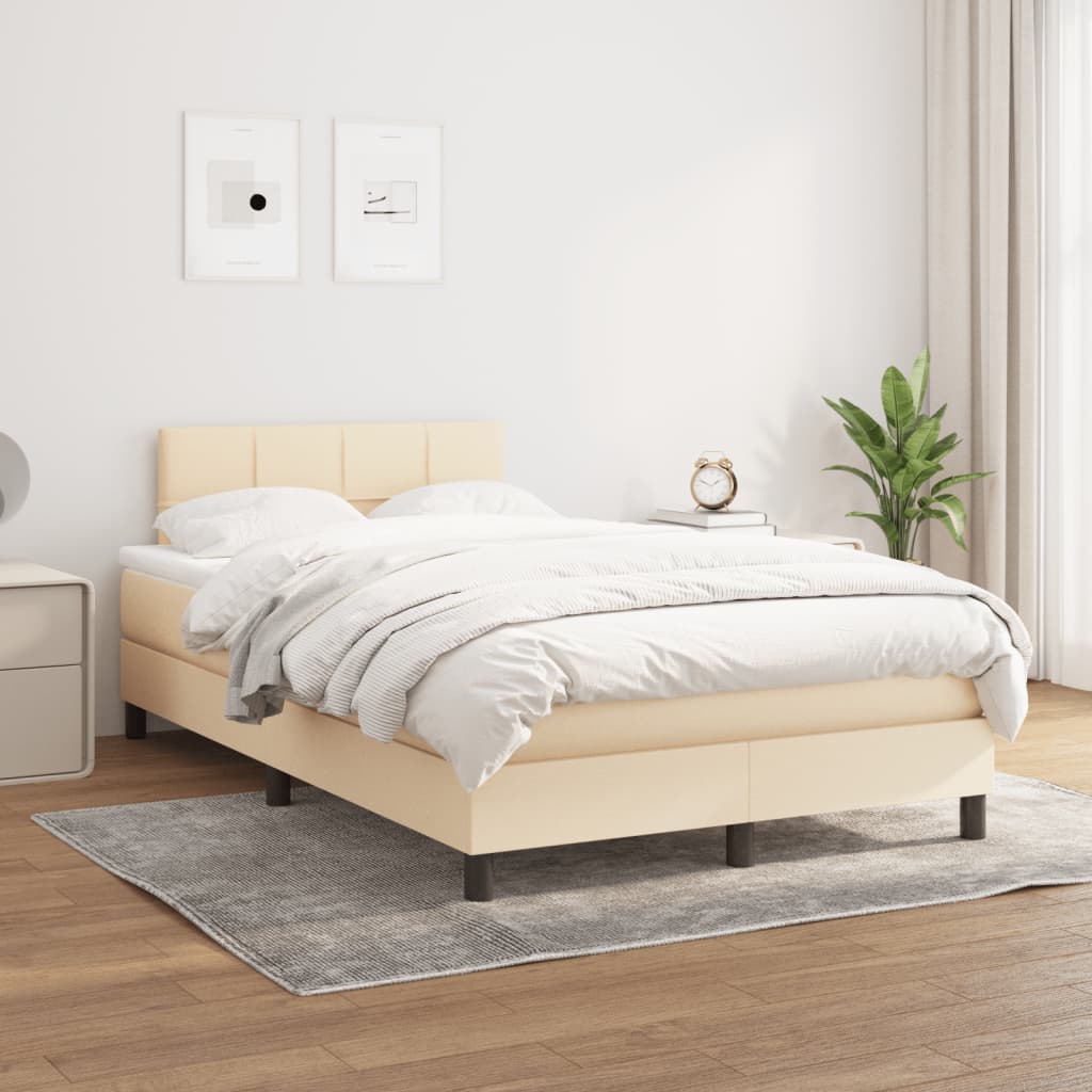 Sommier à lattes de lit avec matelas crème 120x190 cm tissu - XIOS