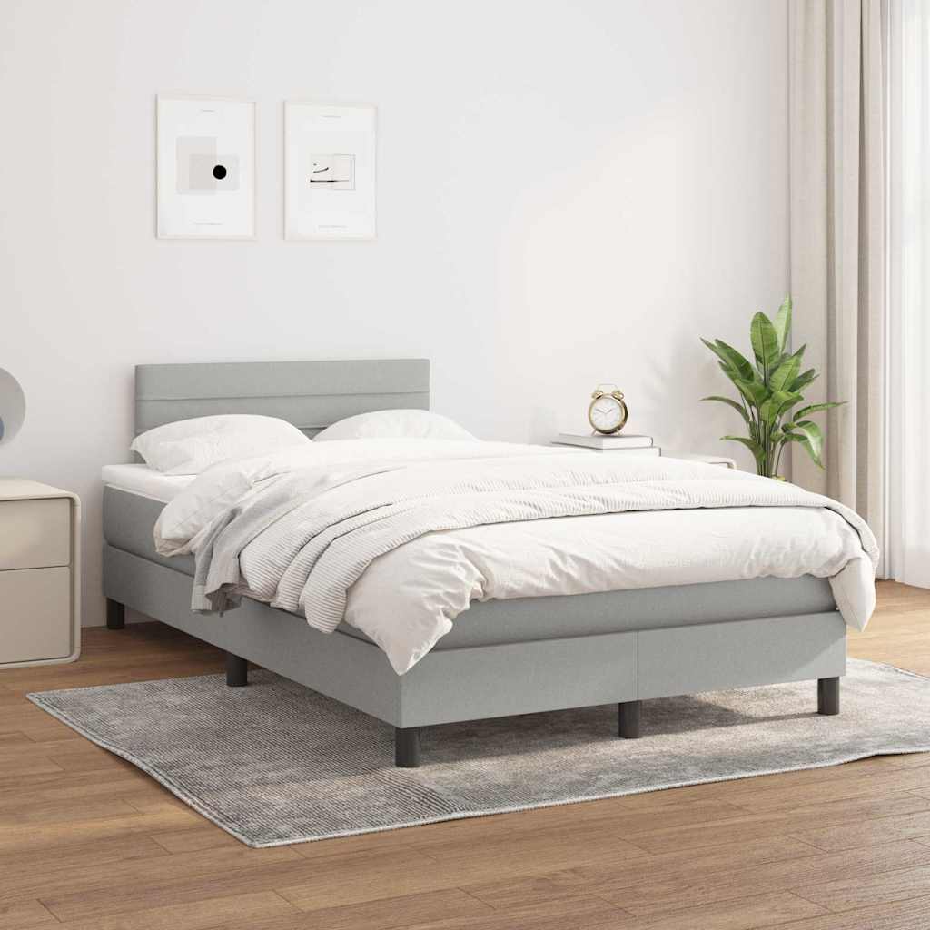 Sommier à lattes de lit et matelas gris clair 120x190 cm tissu - XIOS