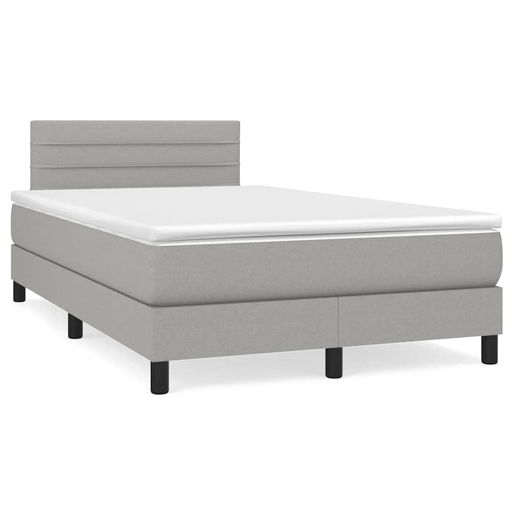 Sommier à lattes de lit et matelas gris clair 120x190 cm tissu - XIOS