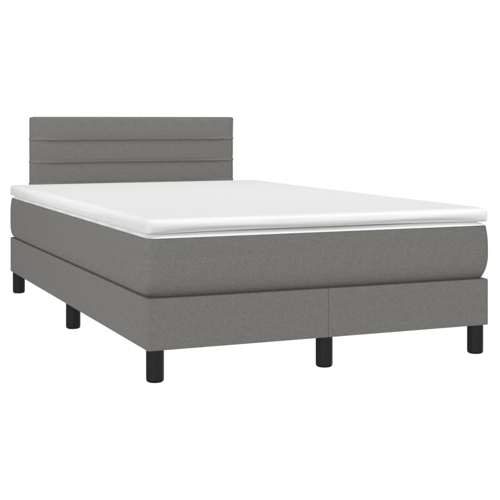 Sommier à lattes de lit avec matelas gris foncé 120x190cm tissu - XIOS