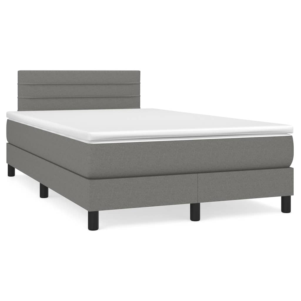 Sommier à lattes de lit avec matelas gris foncé 120x190cm tissu - XIOS