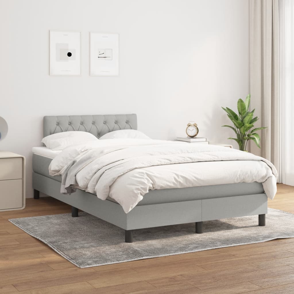 Sommier à lattes de lit et matelas gris clair 120x190 cm tissu - XIOS
