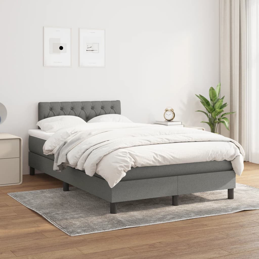 Sommier à lattes de lit avec matelas gris foncé 120x190cm tissu - XIOS