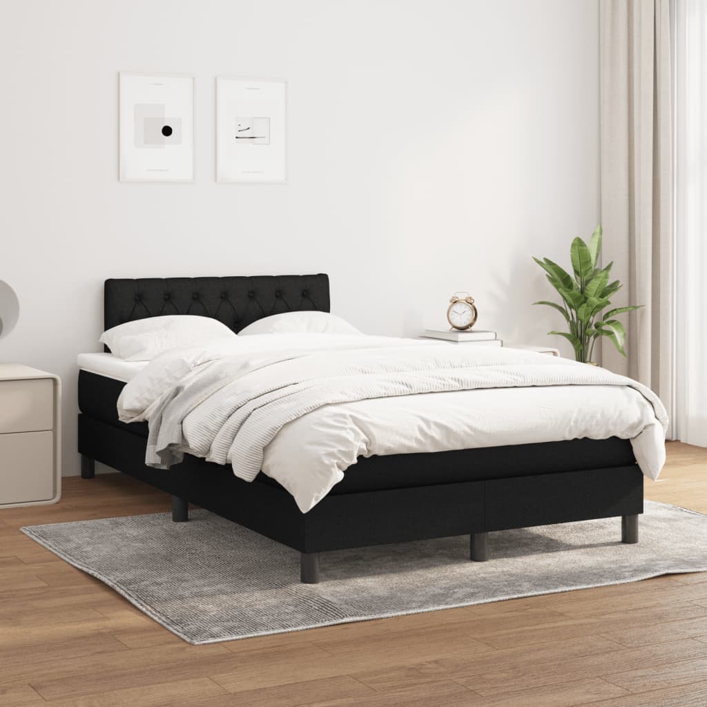 Sommier à lattes de lit avec matelas noir 120x190 cm tissu - XIOS