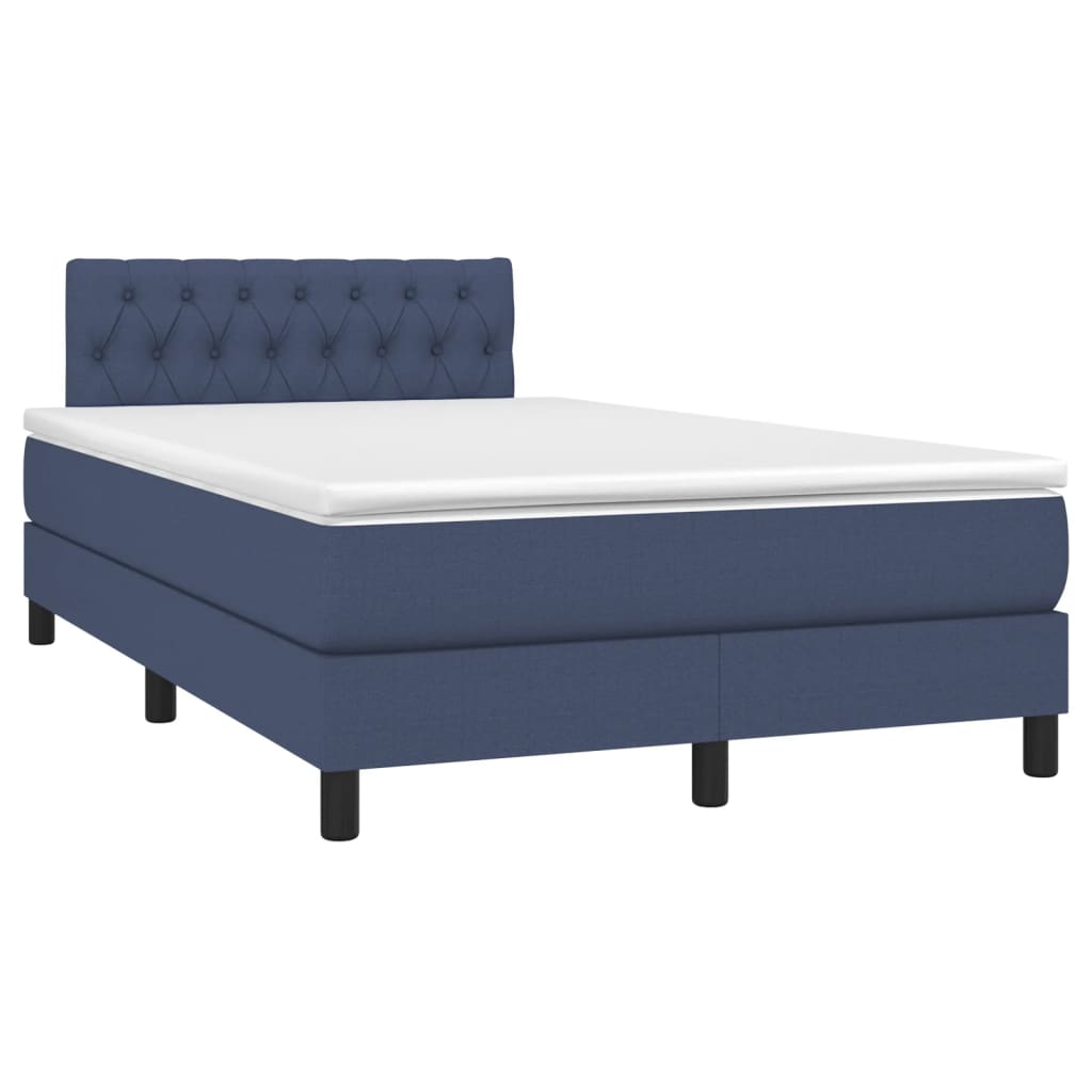 Sommier à lattes de lit avec matelas bleu 120x190 cm tissu - XIOS