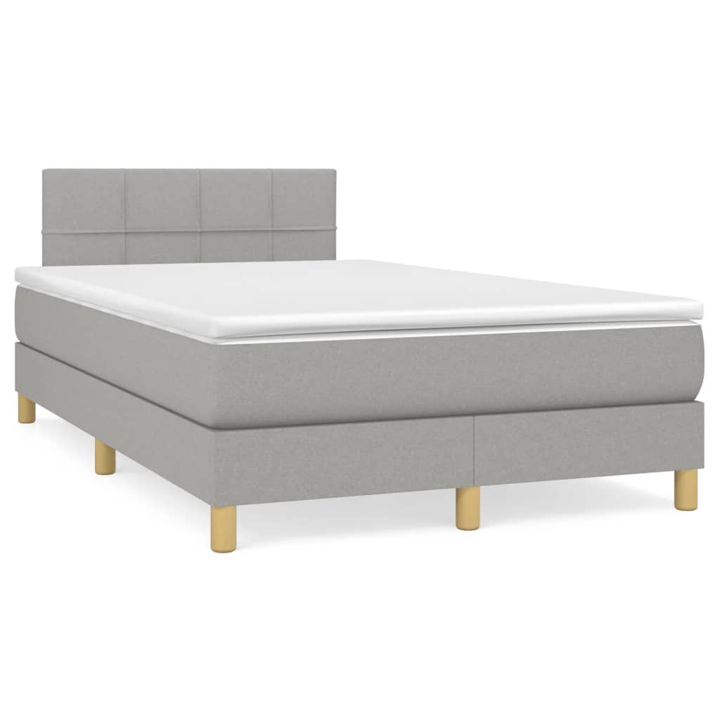 Sommier à lattes de lit et matelas gris clair 120x190 cm tissu - XIOS