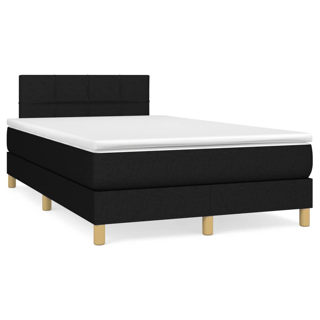 Sommier à lattes de lit avec matelas noir 120x190 cm tissu - XIOS