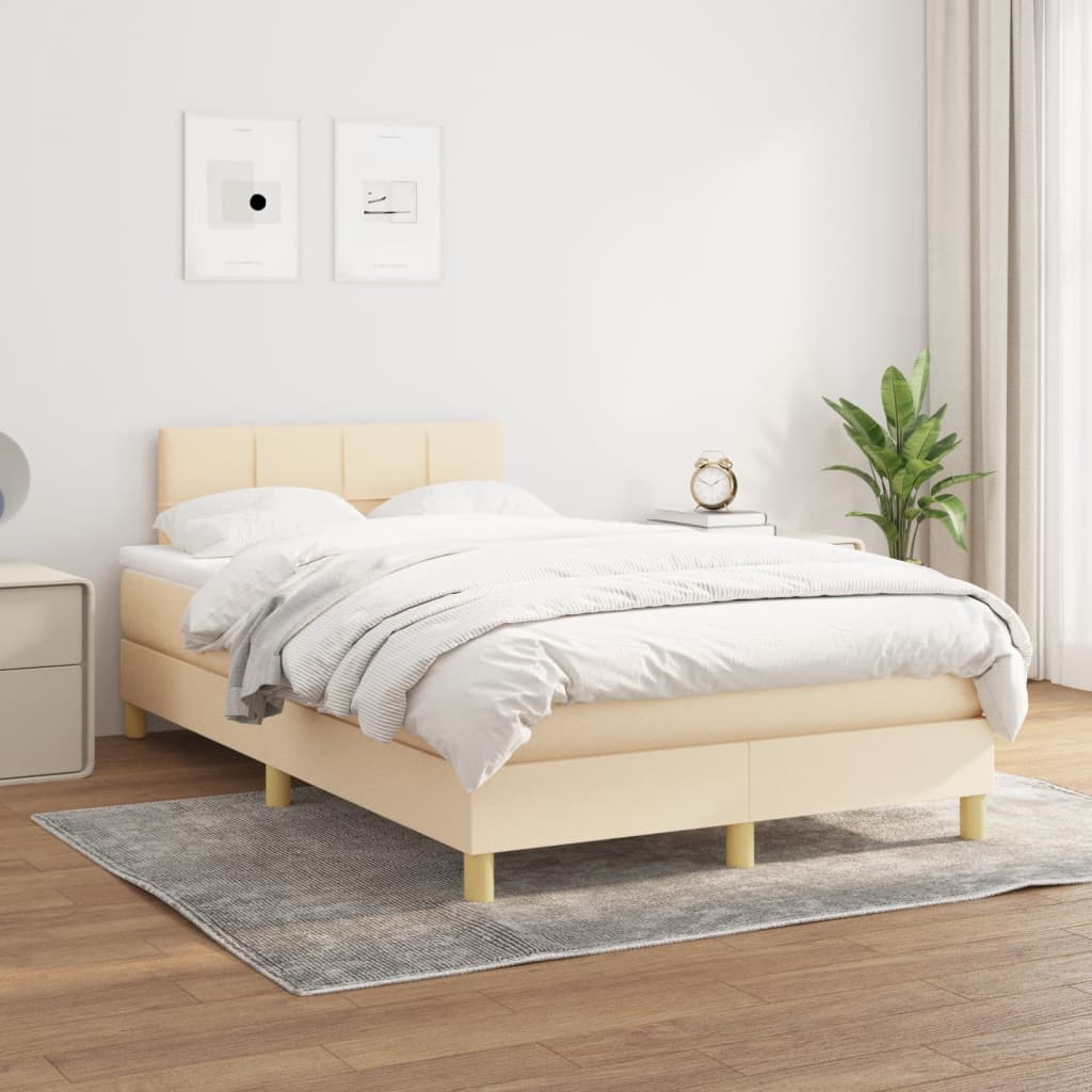 Sommier à lattes de lit avec matelas crème 120x190 cm tissu - XIOS