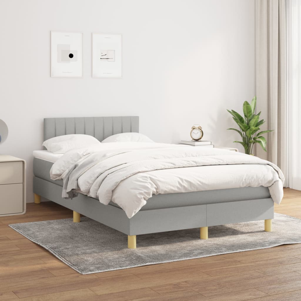 Sommier à lattes de lit et matelas gris clair 120x190 cm tissu - XIOS