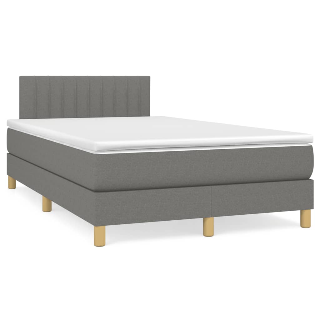 Sommier à lattes de lit avec matelas gris foncé 120x190cm tissu - XIOS