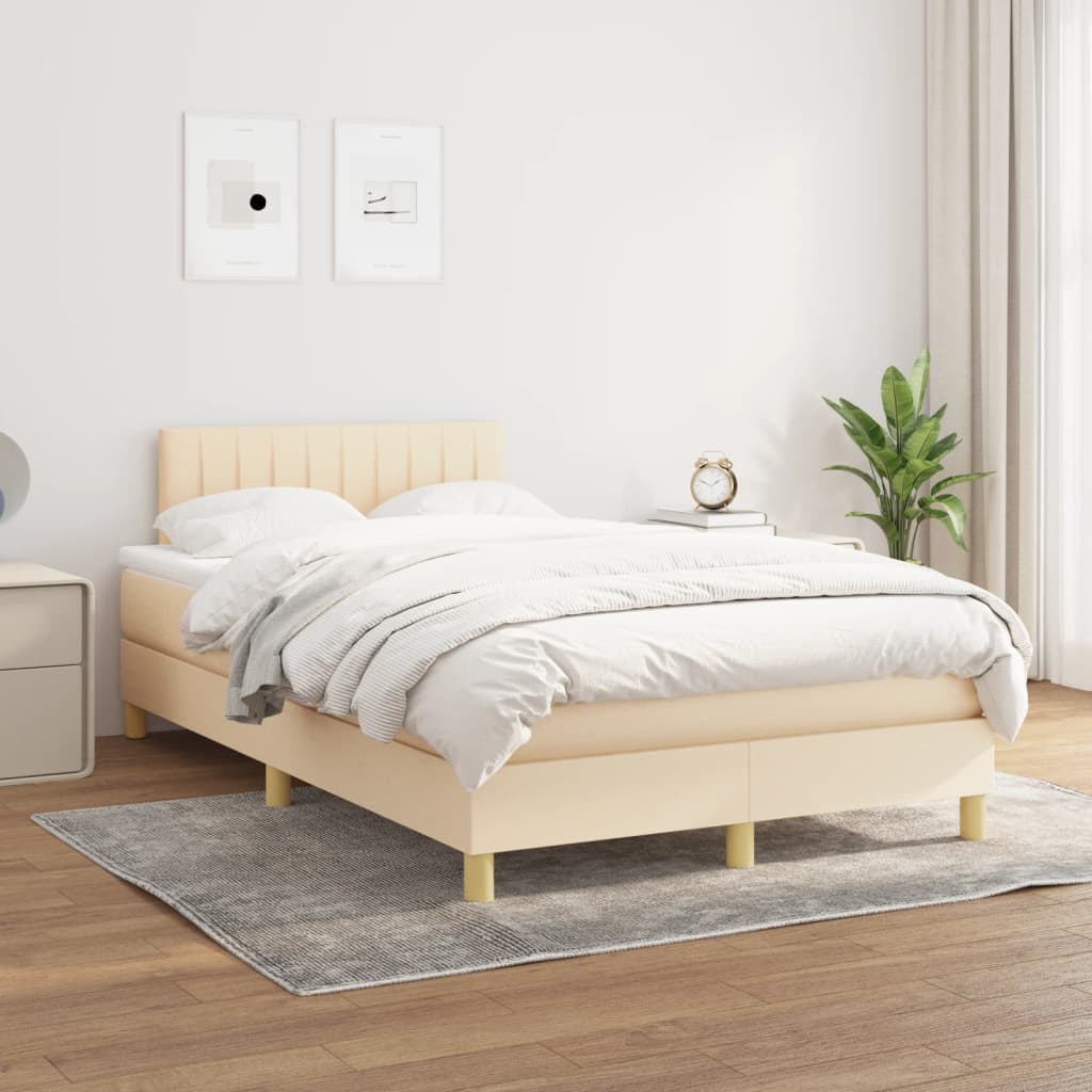Sommier à lattes de lit avec matelas crème 120x190 cm tissu - XIOS