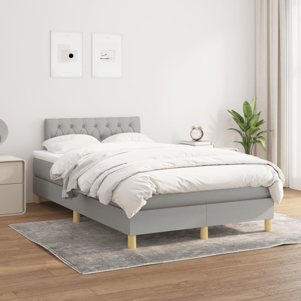 Sommier à lattes de lit et matelas gris clair 120x190 cm tissu - XIOS