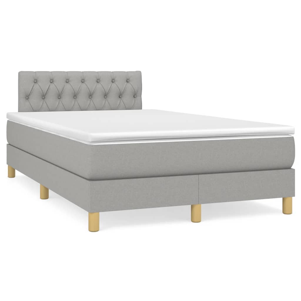 Sommier à lattes de lit et matelas gris clair 120x190 cm tissu - XIOS