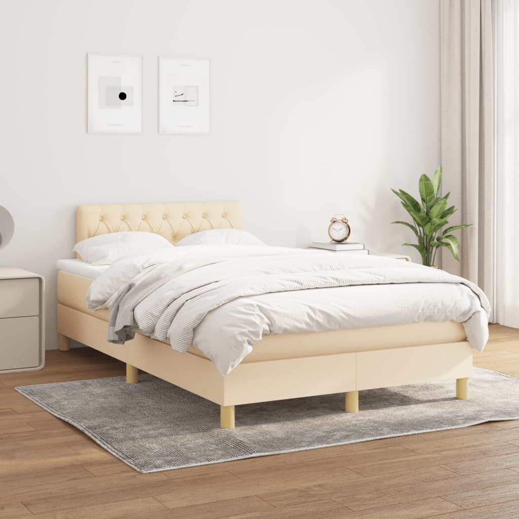 Sommier à lattes de lit avec matelas crème 120x190 cm tissu - XIOS