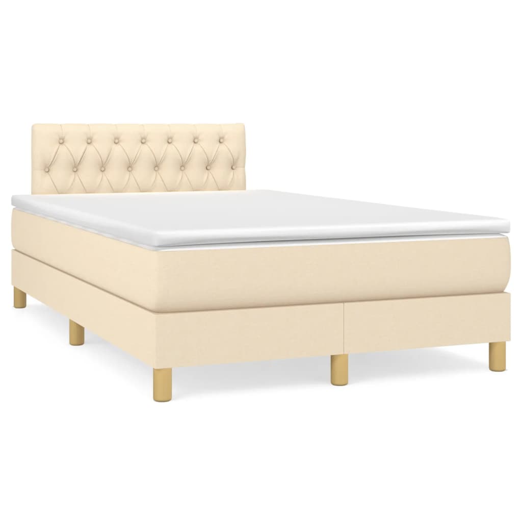 Sommier à lattes de lit avec matelas crème 120x190 cm tissu - XIOS
