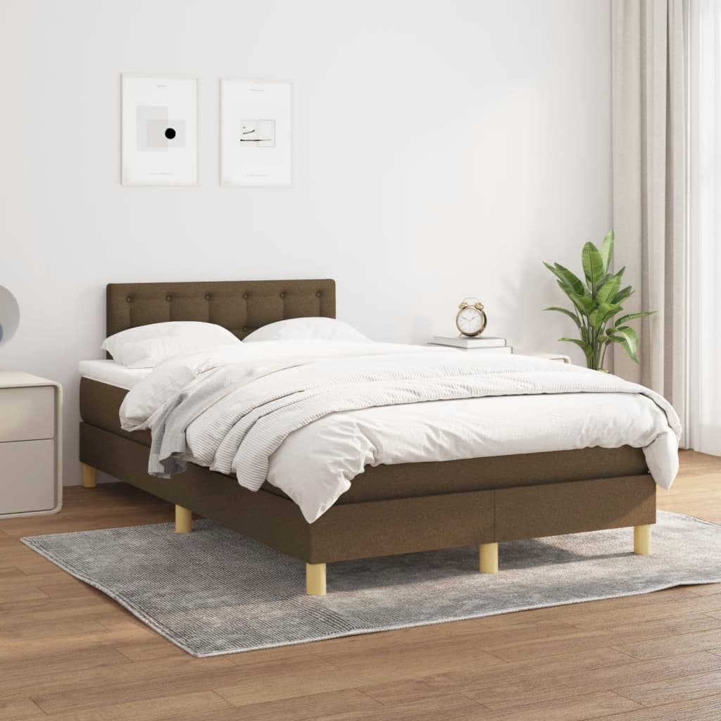 Sommier à lattes de lit et matelas marron foncé 120x190cm tissu - XIOS