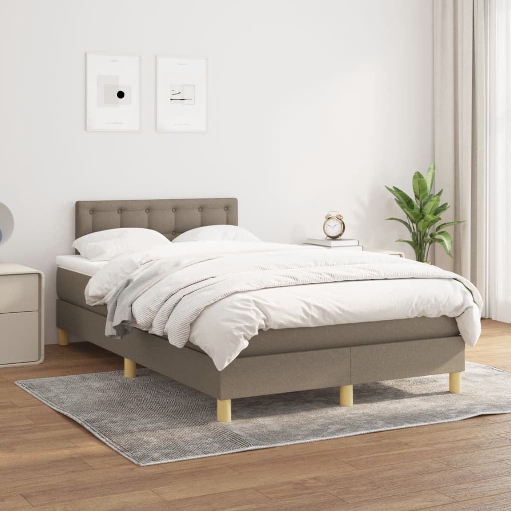 Sommier à lattes de lit avec matelas taupe 120x190 cm tissu - XIOS