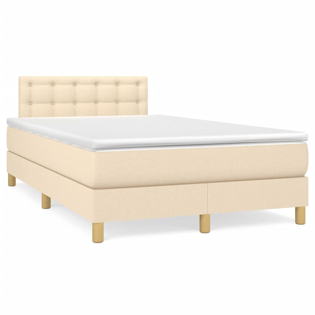 Sommier à lattes de lit avec matelas crème 120x190 cm tissu - XIOS