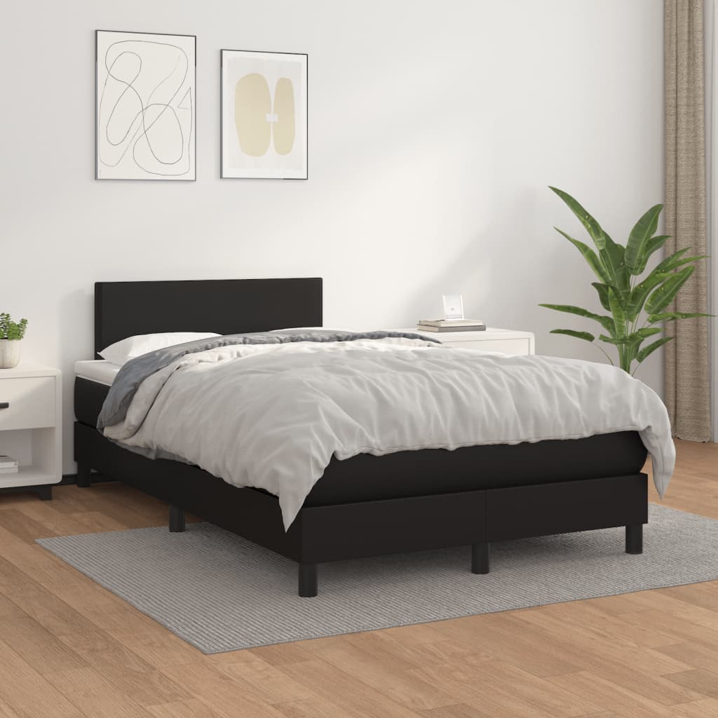 Sommier à lattes de lit avec matelas noir 120x190 cm similicuir - XIOS