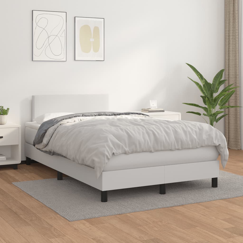 Sommier à lattes de lit avec matelas blanc 120x190cm similicuir - XIOS