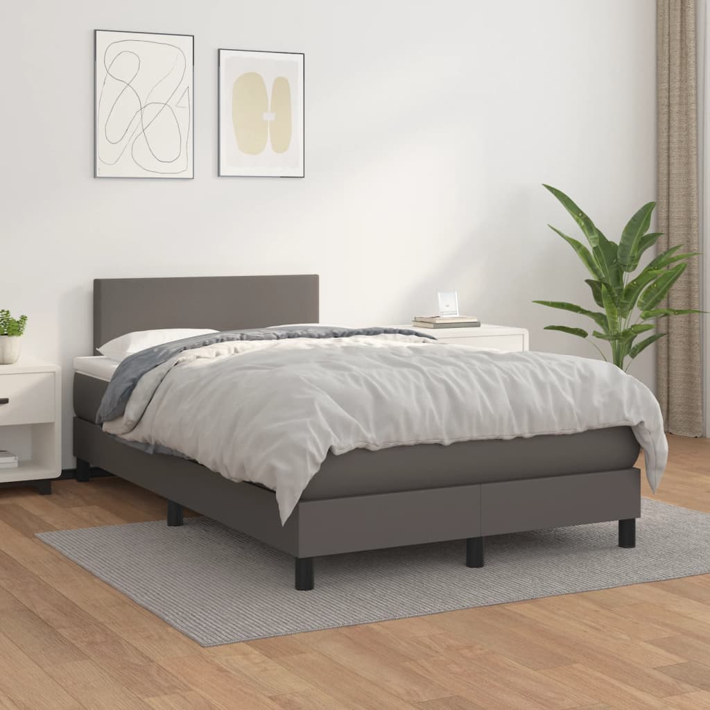 Sommier à lattes de lit avec matelas gris 120x190 cm similicuir - XIOS