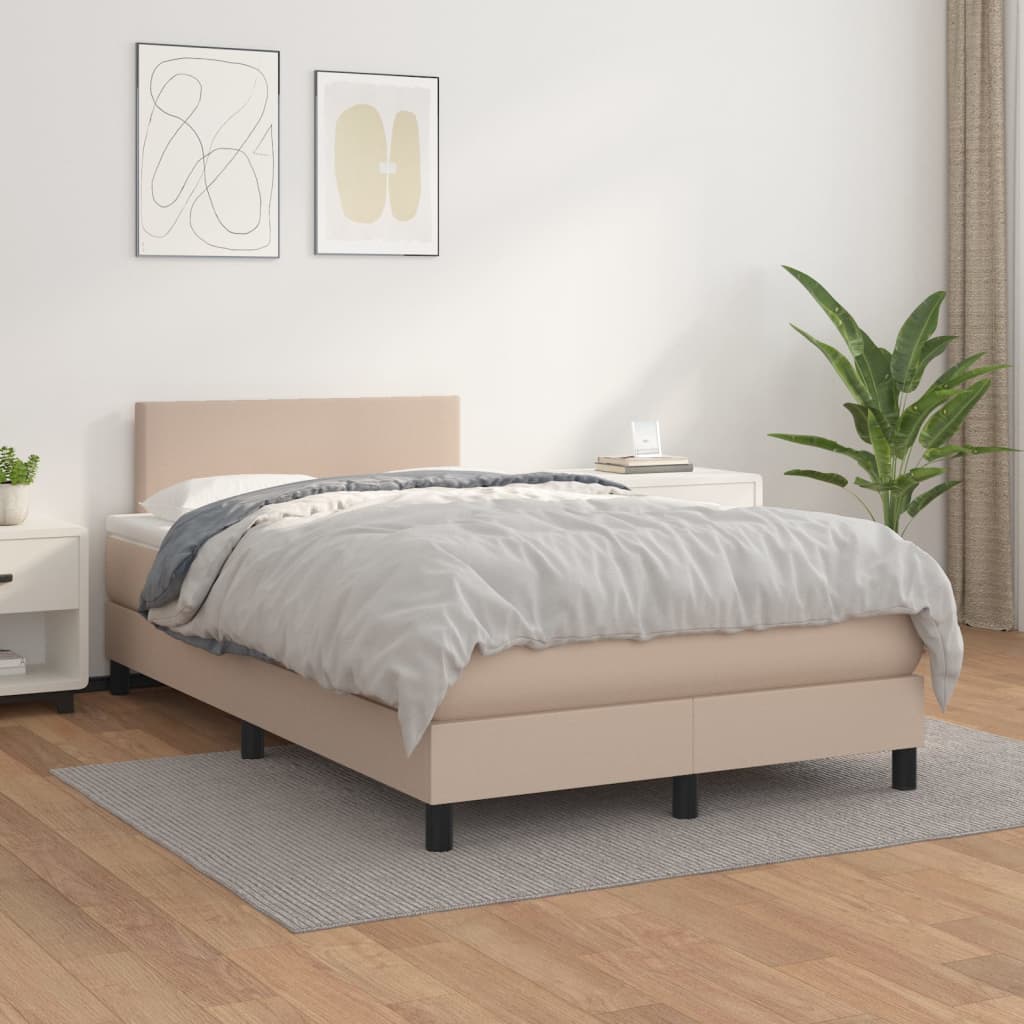 Sommier à lattes de lit matelas cappuccino 120x190cm similicuir - XIOS