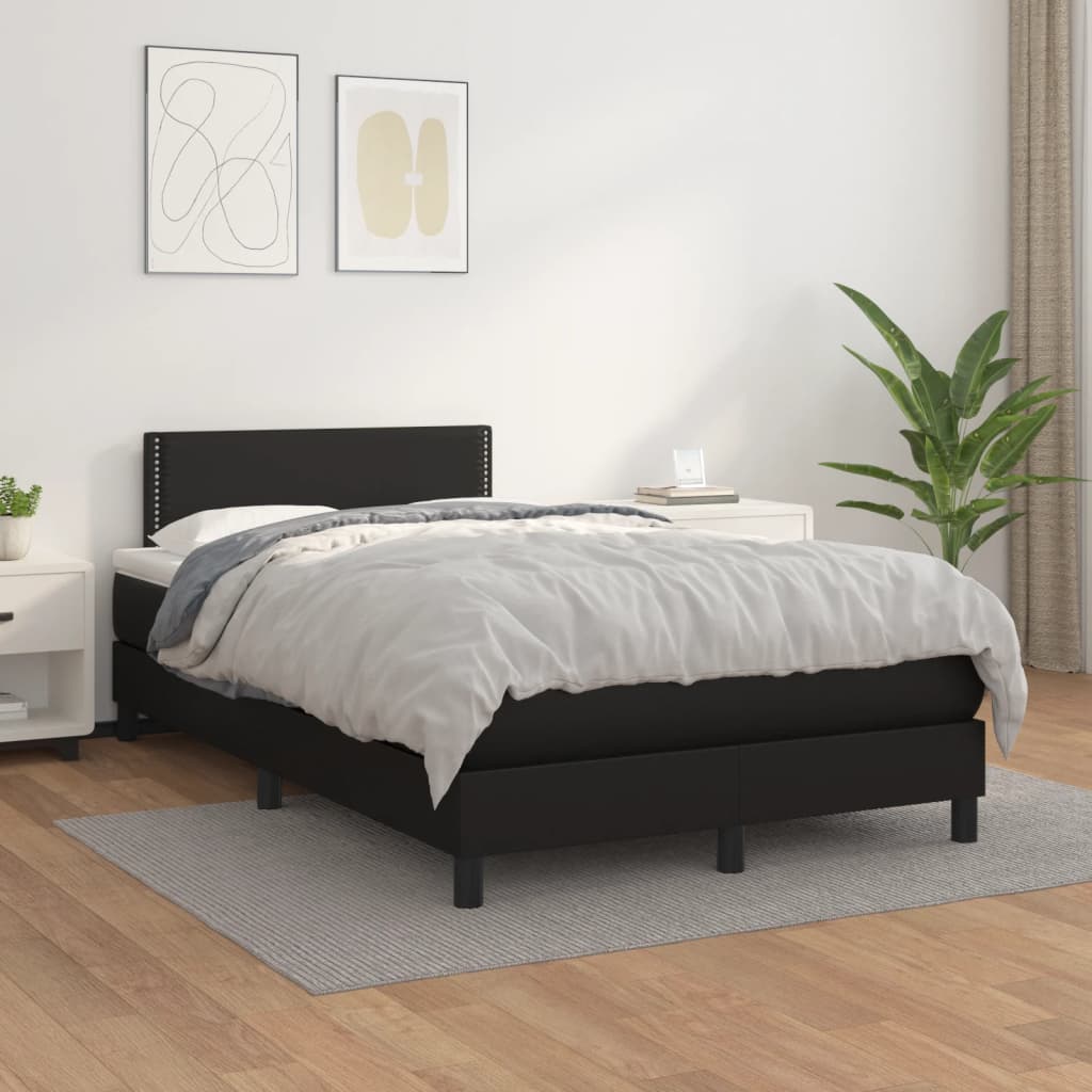 Sommier à lattes de lit avec matelas noir 120x190 cm similicuir - XIOS