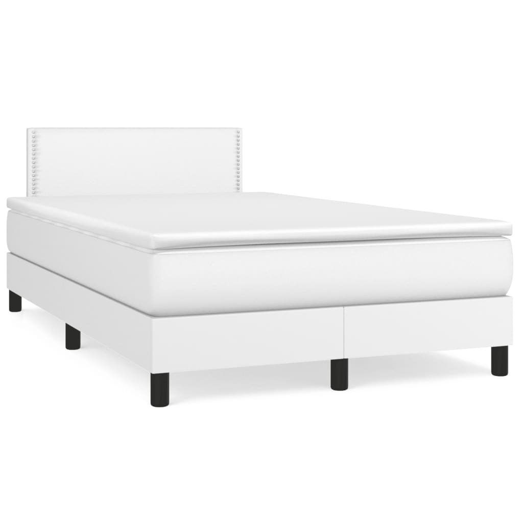 Sommier à lattes de lit avec matelas blanc 120x190cm similicuir - XIOS