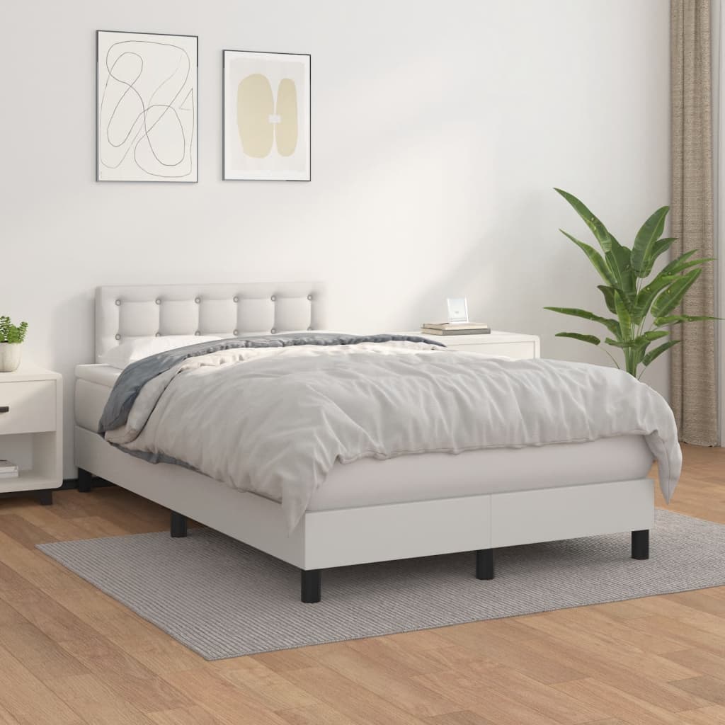 Sommier à lattes de lit avec matelas blanc 120x190cm similicuir - XIOS