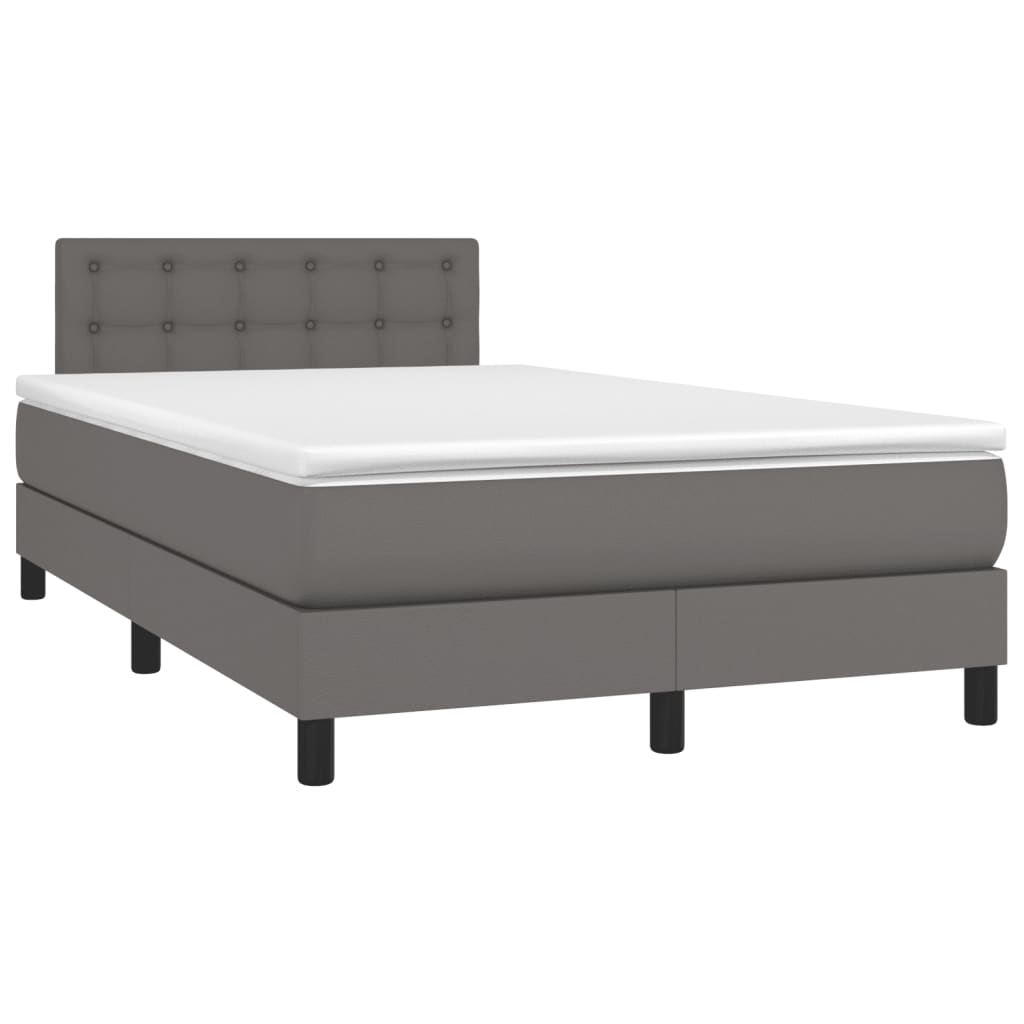 Sommier à lattes de lit avec matelas gris 120x190 cm similicuir - XIOS