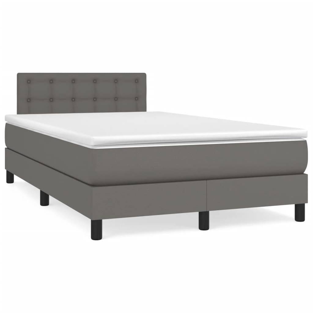 Sommier à lattes de lit avec matelas gris 120x190 cm similicuir - XIOS