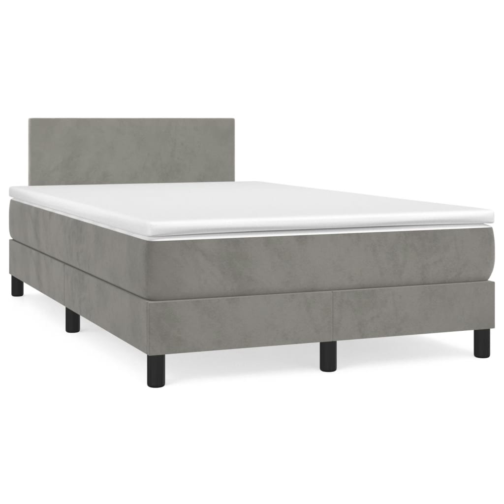 Sommier à lattes de lit et matelas gris clair 120x190cm velours - XIOS